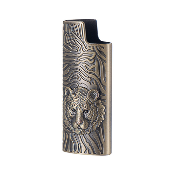 YF922-J5 μεταλλικός αναπτήρας με βουτάνιο, ανάγλυφος σχεδιασμός τίγρης, προσαρμόσιμος