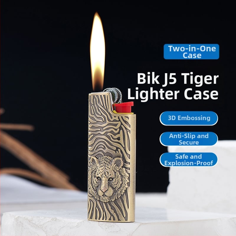 YF922-J5 μεταλλικός αναπτήρας με βουτάνιο, ανάγλυφος σχεδιασμός τίγρης, προσαρμόσιμος