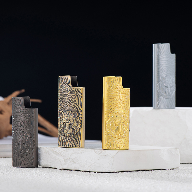 YF922-J5 μεταλλικός αναπτήρας με βουτάνιο, ανάγλυφος σχεδιασμός τίγρης, προσαρμόσιμος