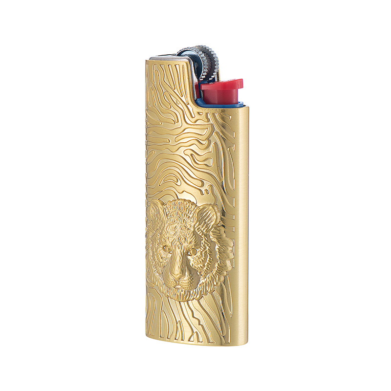 YF922-J5 μεταλλικός αναπτήρας με βουτάνιο, ανάγλυφος σχεδιασμός τίγρης, προσαρμόσιμος