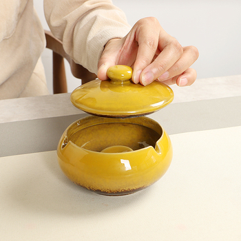 Keraminė peleninė su gaubčiu, šiaurietiško stiliaus, Saint lia prekės ženklas, kilmė Dehua, aukštos kokybės dekoratyvinė peleninė svetainei, biurui ar viešbučio fojė