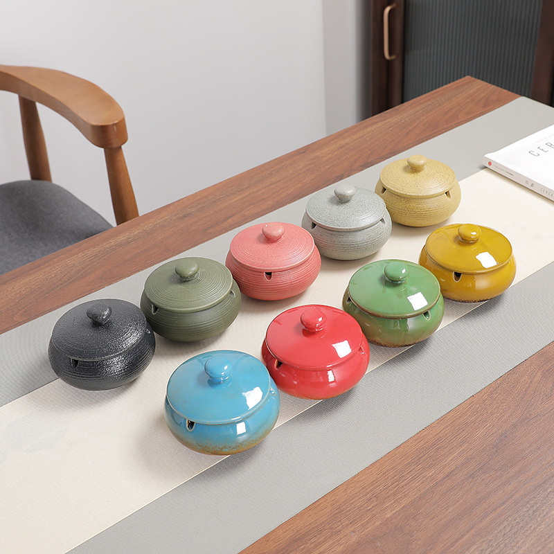 Keraminė peleninė su gaubčiu, šiaurietiško stiliaus, Saint lia prekės ženklas, kilmė Dehua, aukštos kokybės dekoratyvinė peleninė svetainei, biurui ar viešbučio fojė