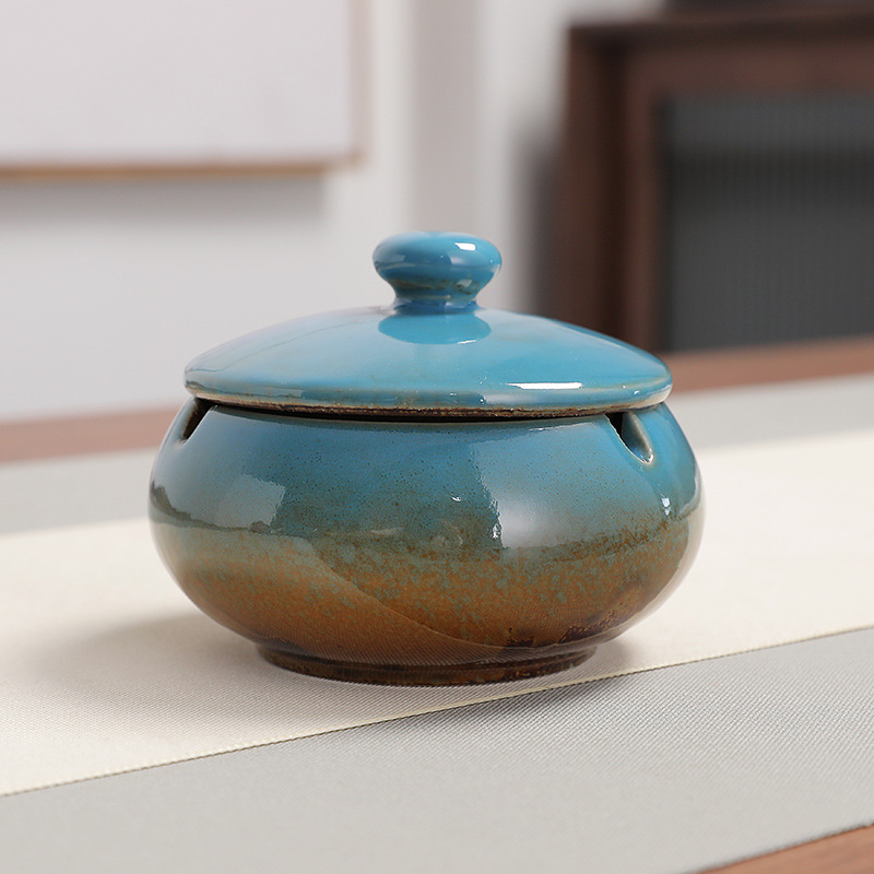 Keraminė peleninė su gaubčiu, šiaurietiško stiliaus, Saint lia prekės ženklas, kilmė Dehua, aukštos kokybės dekoratyvinė peleninė svetainei, biurui ar viešbučio fojė