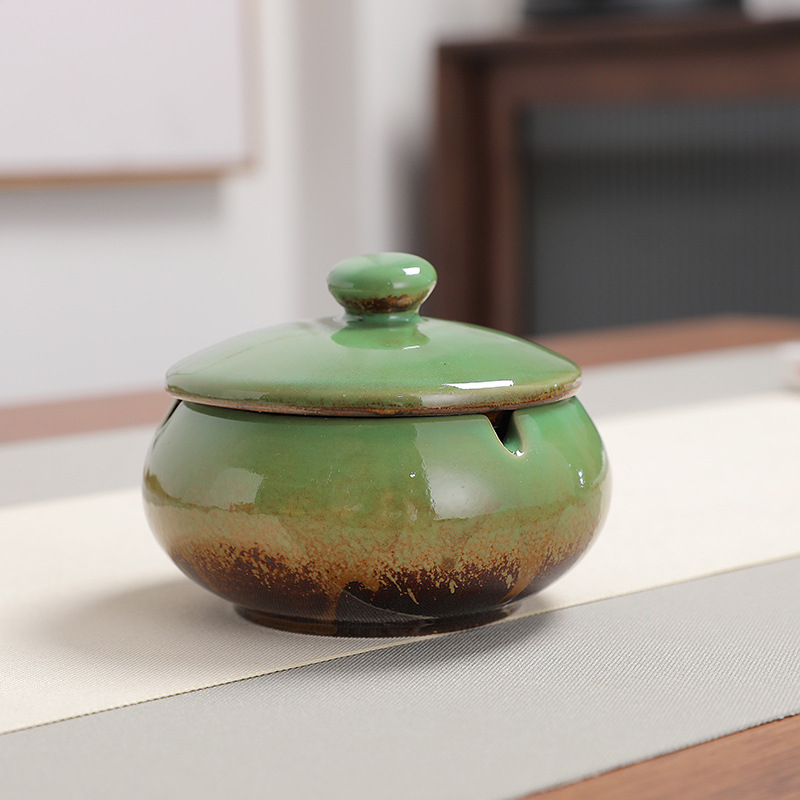 Keraminė peleninė su gaubčiu, šiaurietiško stiliaus, Saint lia prekės ženklas, kilmė Dehua, aukštos kokybės dekoratyvinė peleninė svetainei, biurui ar viešbučio fojė