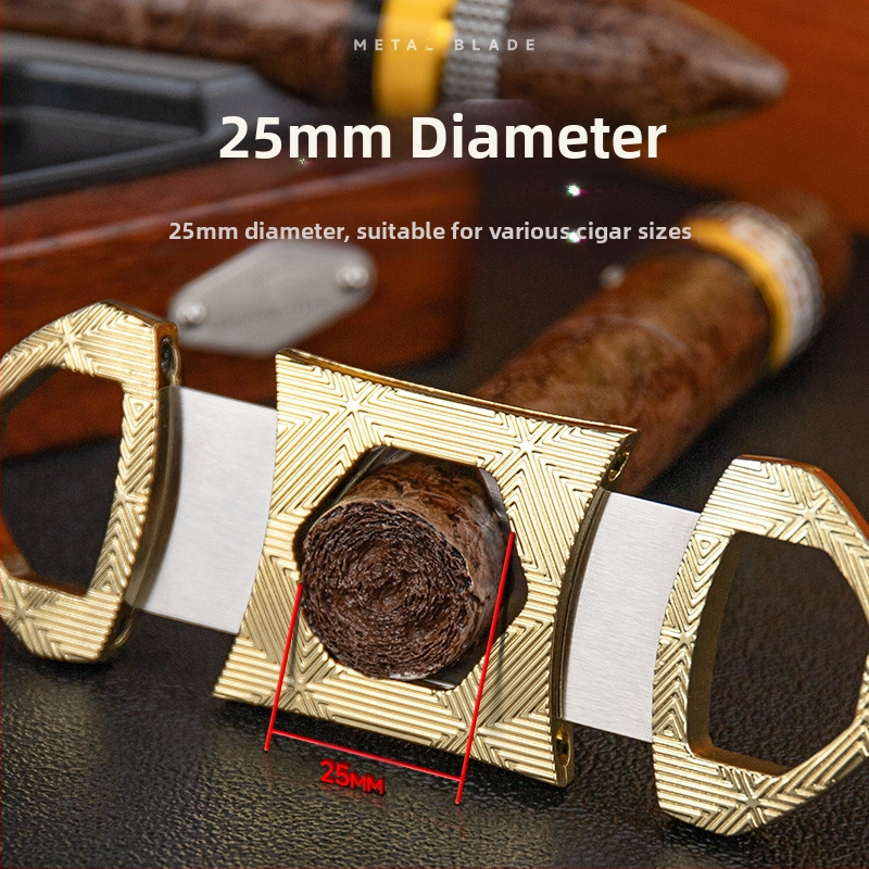Krájač na cigarety s dvomi ostrými, šesťuholníkový tvar, prenášateľný kovový dizajn (Materiál: Kov; Čepeľ: Zliatina zinku + nehrdzavejúca oceľ; Povrch: Elektrolytické pokrytie; Ručné: Áno)
