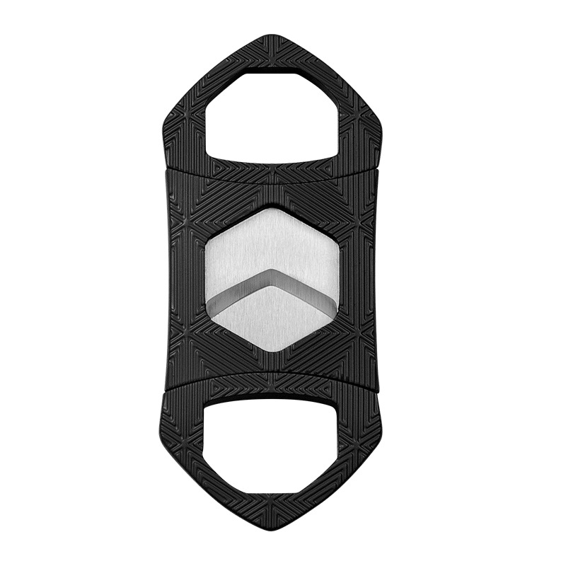 Κοπτήρας πούρων με διπλό κόφτη, εξάγωνη λεπίδα, φορητός μεταλλικός σχεδιασμός (Υλικό: Μέταλλο; Λεπίδα: Κράμα Ψευδαργύρου + Ανοξείδωτο Ατσάλι; Επιφάνεια: Ηλεκτροπλακίωση; Χειροκίνητο: Ναι)