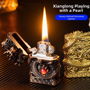 Αναπτήρας κηροζίνης με μεταλλικό σώμα, επαναχρησιμοποιούμενος, μοντέρνο μινιμαλιστικό στυλ, χωρίς προστασία από τον άνεμο