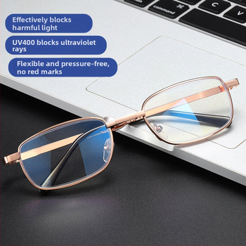 Unisex skaitymo akiniai, sulankstomi, anti-mėlynos šviesos, HD lęšiai iš dervos, metalinis rėmas