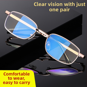 Unisex skaitymo akiniai, sulankstomi, anti-mėlynos šviesos, HD lęšiai iš dervos, metalinis rėmas