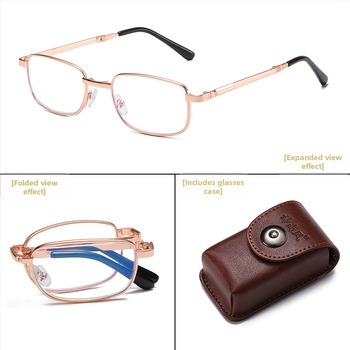 Unisex skaitymo akiniai, sulankstomi, anti-mėlynos šviesos, HD lęšiai iš dervos, metalinis rėmas