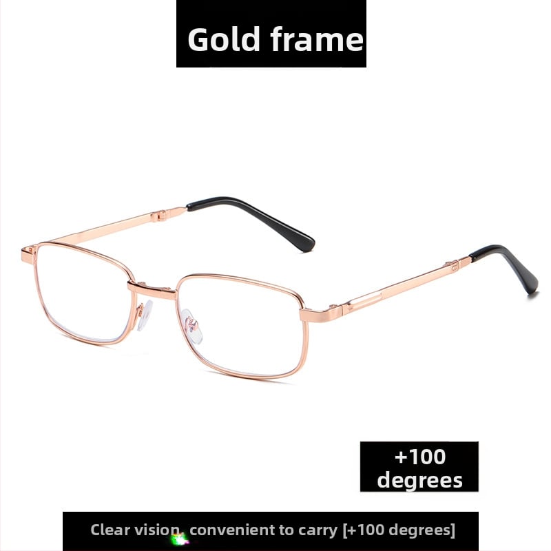 Unisex skaitymo akiniai, sulankstomi, anti-mėlynos šviesos, HD lęšiai iš dervos, metalinis rėmas