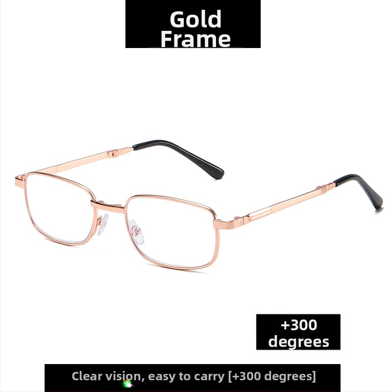Unisex skaitymo akiniai, sulankstomi, anti-mėlynos šviesos, HD lęšiai iš dervos, metalinis rėmas