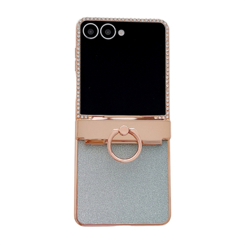 Samsung Z Flip серия кейс със диамантено обсипан пръстен и сгъваем дисплей, удароустойчив, PC материал, електроплавка