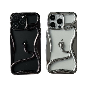 TPU dėklas su elektroplatintu tuščiaviduriu gyvatės motyvu, šilumos sklaidai ir kritimo apsaugai, suderinamas su iPhone 11/12/13/14 serijomis