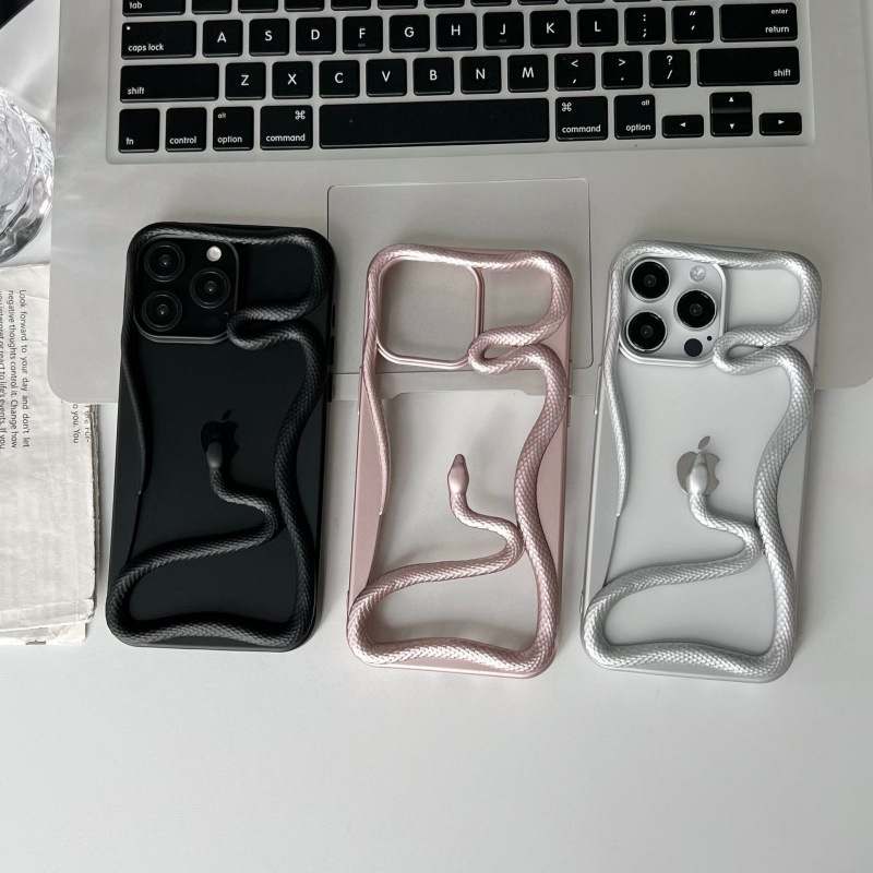 TPU dėklas su elektroplatintu tuščiaviduriu gyvatės motyvu, šilumos sklaidai ir kritimo apsaugai, suderinamas su iPhone 11/12/13/14 serijomis