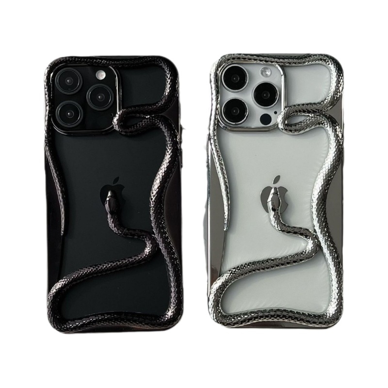 TPU dėklas su elektroplatintu tuščiaviduriu gyvatės motyvu, šilumos sklaidai ir kritimo apsaugai, suderinamas su iPhone 11/12/13/14 serijomis