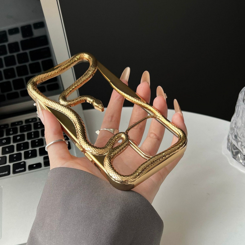 TPU dėklas su elektroplatintu tuščiaviduriu gyvatės motyvu, šilumos sklaidai ir kritimo apsaugai, suderinamas su iPhone 11/12/13/14 serijomis