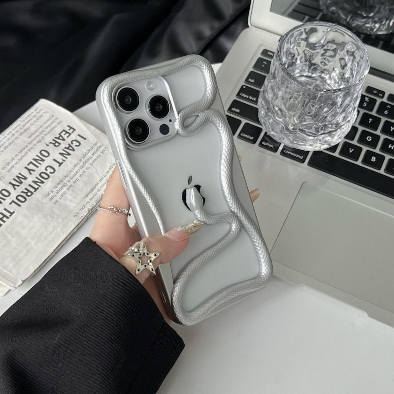 TPU dėklas su elektroplatintu tuščiaviduriu gyvatės motyvu, šilumos sklaidai ir kritimo apsaugai, suderinamas su iPhone 11/12/13/14 serijomis