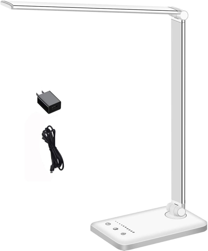 LED αναδιπλούμενο φωτιστικό γραφείου ανάγνωσης με αφή, 25 επίπεδα ρύθμισης φωτισμού, ρυθμιζόμενη θερμοκρασία χρώματος, ασύρματη ταχεία φόρτιση, τροφοδοσία USB