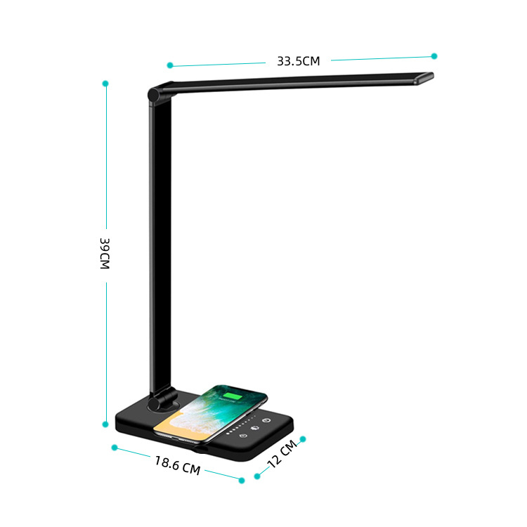 LED αναδιπλούμενο φωτιστικό γραφείου ανάγνωσης με αφή, 25 επίπεδα ρύθμισης φωτισμού, ρυθμιζόμενη θερμοκρασία χρώματος, ασύρματη ταχεία φόρτιση, τροφοδοσία USB
