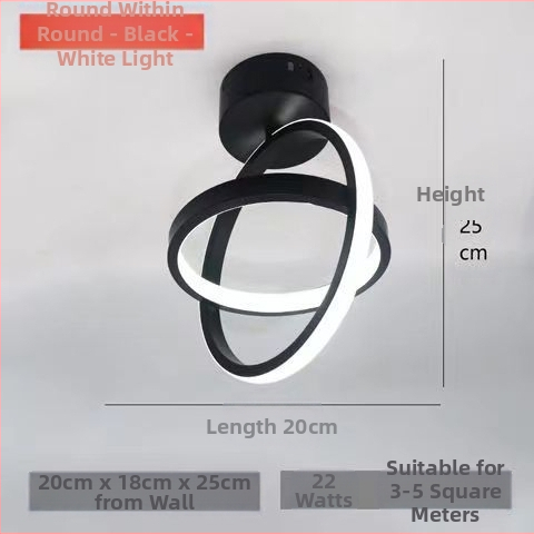 LED таванна лампа със стоманено тяло и PVC абажур, 220V, обхват 5–10 м², подходяща за коридор и антре