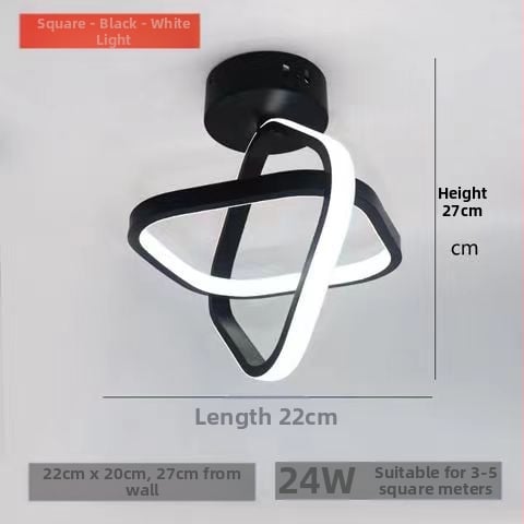 LED таванна лампа със стоманено тяло и PVC абажур, 220V, обхват 5–10 м², подходяща за коридор и антре