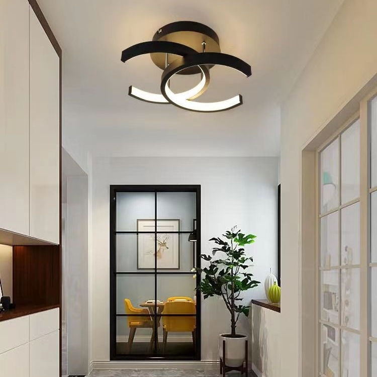 LED таванна лампа със стоманено тяло и PVC абажур, 220V, обхват 5–10 м², подходяща за коридор и антре