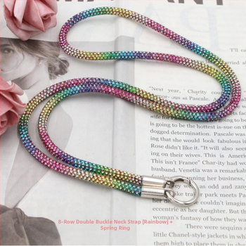 Телефонна каишка за врата с диамантени кристали, двойна катарама, тънък ремък, ръчна изработка