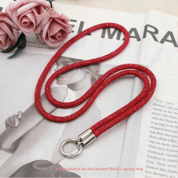 Телефонна каишка за врата с диамантени кристали, двойна катарама, тънък ремък, ръчна изработка