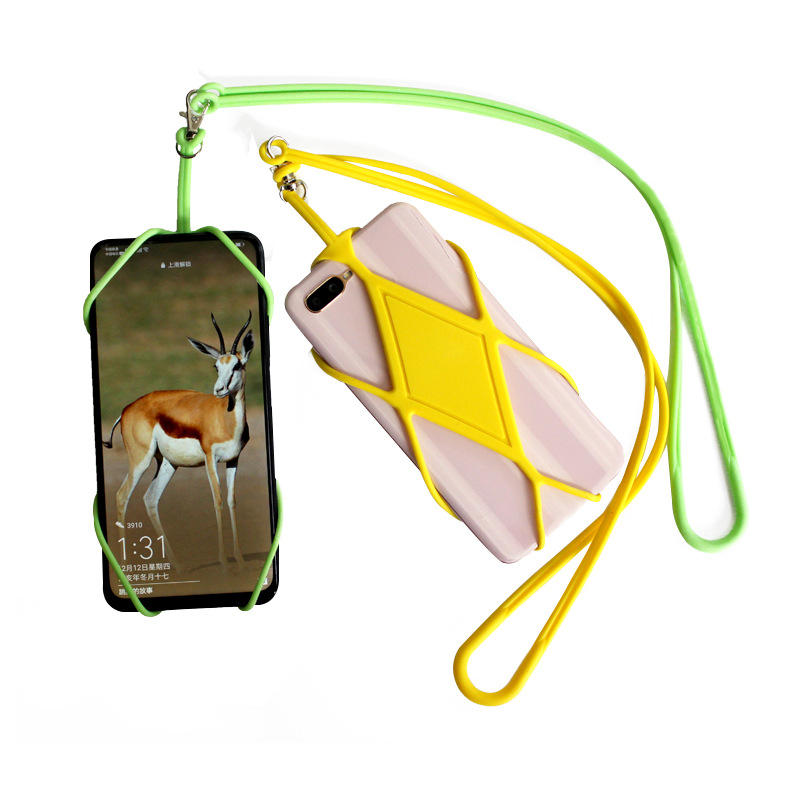 Silikoninis telefono dėklas su kaklo pakabuku, paprastas konstrukcijos, galimybė spausdinti individualų motyvą, karšto presavimo procesas, šilumos išsklaida, atsparumas dėvėjimuisi ir kritimams