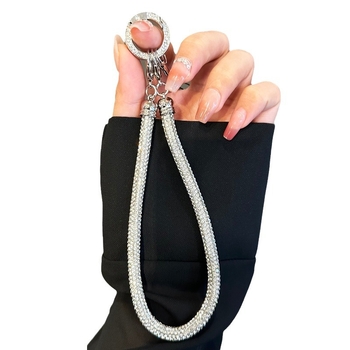 Телефонна каишка за китка с кристали – къса лента, ръчна изработка, сплав, еластично памучно въже, метална катарама, унисекс