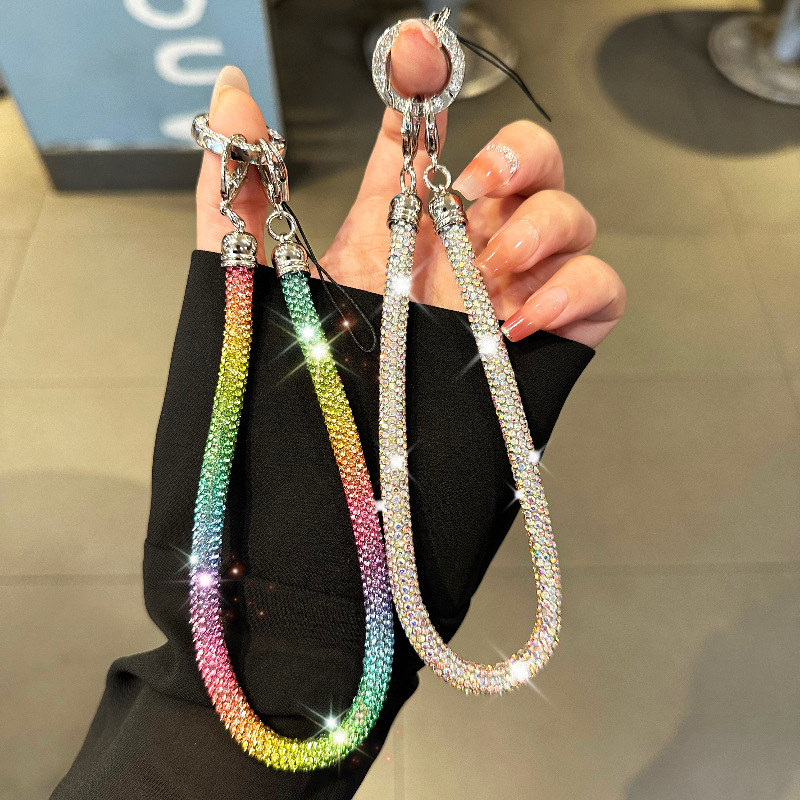 Телефонна каишка за китка с кристали – къса лента, ръчна изработка, сплав, еластично памучно въже, метална катарама, унисекс