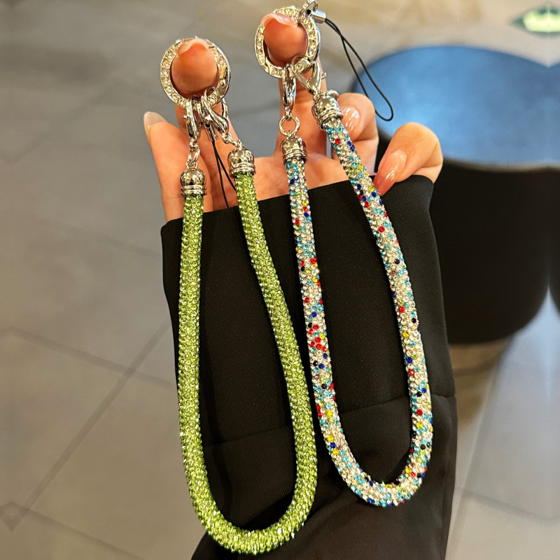 Телефонна каишка за китка с кристали – къса лента, ръчна изработка, сплав, еластично памучно въже, метална катарама, унисекс