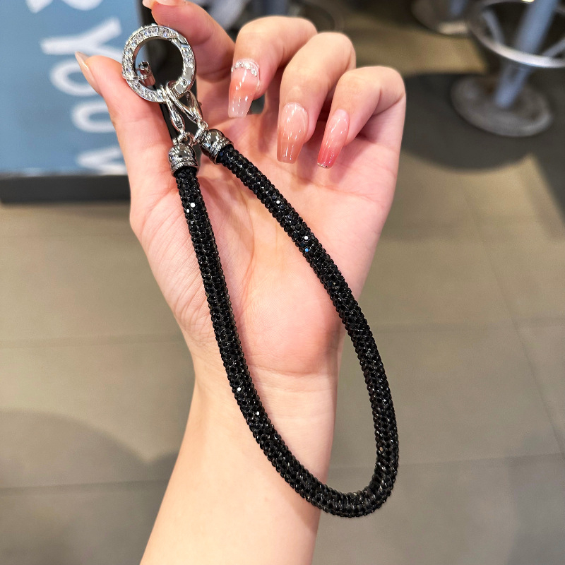 Телефонна каишка за китка с кристали – къса лента, ръчна изработка, сплав, еластично памучно въже, метална катарама, унисекс