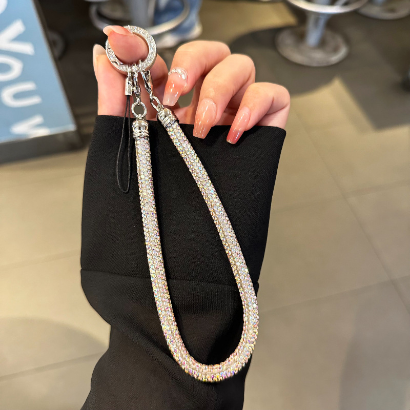 Телефонна каишка за китка с кристали – къса лента, ръчна изработка, сплав, еластично памучно въже, метална катарама, унисекс