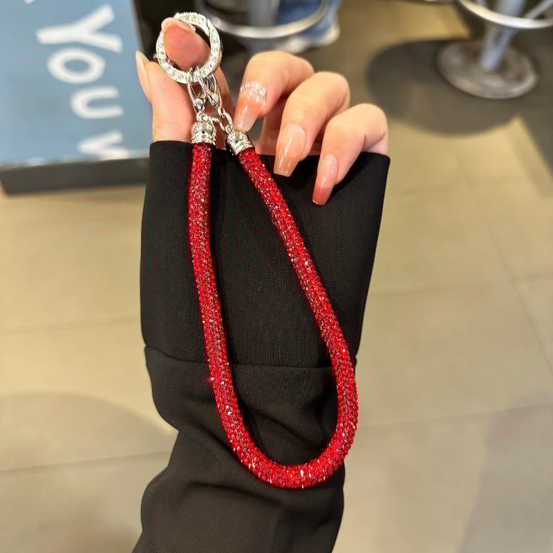 Телефонна каишка за китка с кристали – къса лента, ръчна изработка, сплав, еластично памучно въже, метална катарама, унисекс