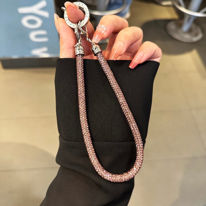 Телефонна каишка за китка с кристали – къса лента, ръчна изработка, сплав, еластично памучно въже, метална катарама, унисекс