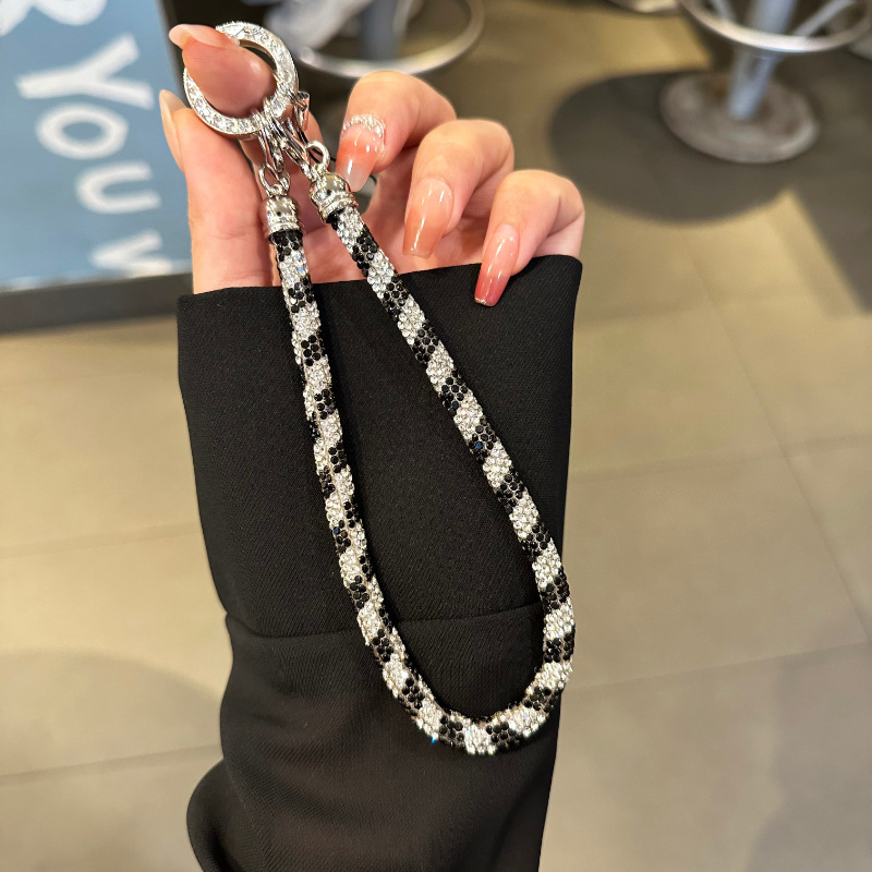 Телефонна каишка за китка с кристали – къса лента, ръчна изработка, сплав, еластично памучно въже, метална катарама, унисекс