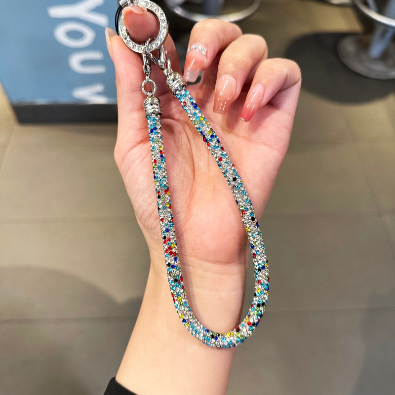 Телефонна каишка за китка с кристали – къса лента, ръчна изработка, сплав, еластично памучно въже, метална катарама, унисекс