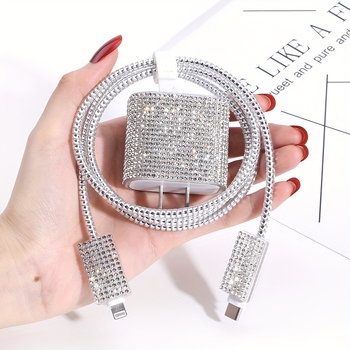 Κάλυμμα προστασίας καλωδίου δεδομένων TPU για Apple 20W με λαμπερούς διαμαντόλιθους, Πολυτελής σχεδιασμός