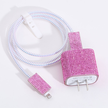 Κάλυμμα προστασίας καλωδίου δεδομένων TPU για Apple 20W με λαμπερούς διαμαντόλιθους, Πολυτελής σχεδιασμός