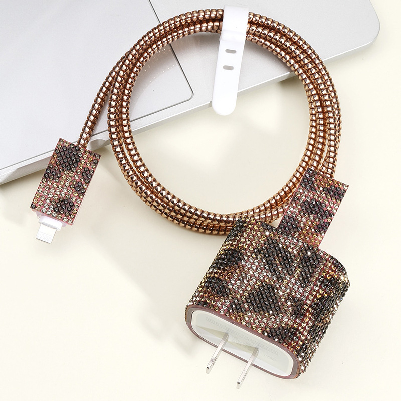 TPU aizsargsegums datu kabelim Apple 20W ar spīdīgiem dimanta akmeņiem, grezns stils