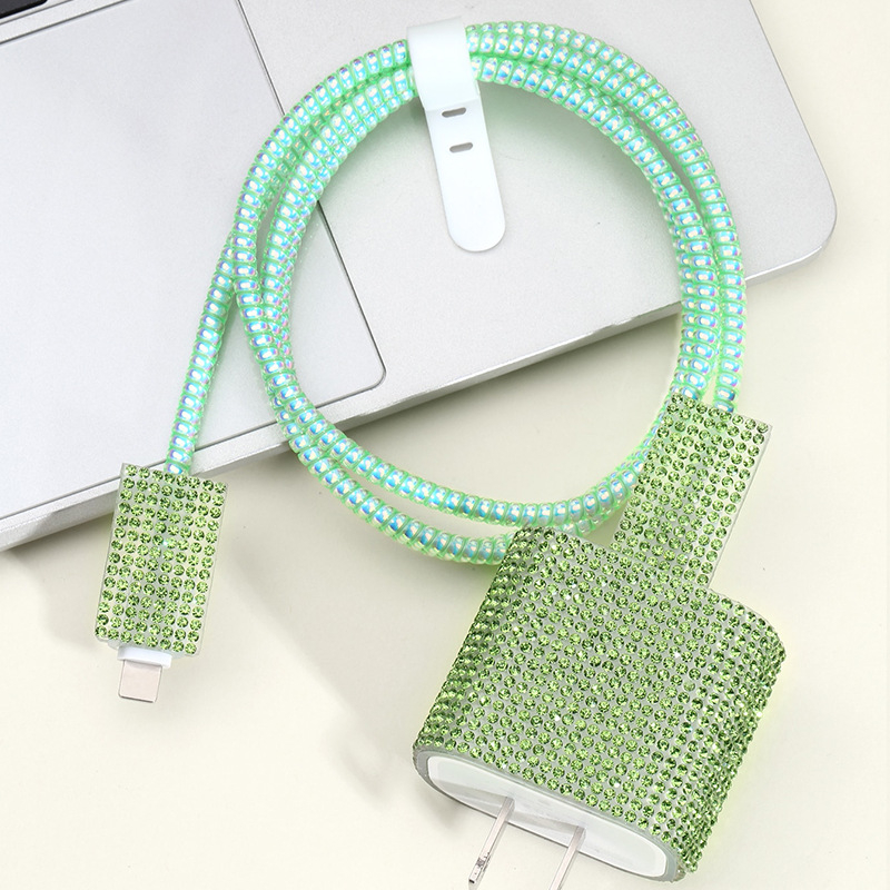 TPU aizsargsegums datu kabelim Apple 20W ar spīdīgiem dimanta akmeņiem, grezns stils