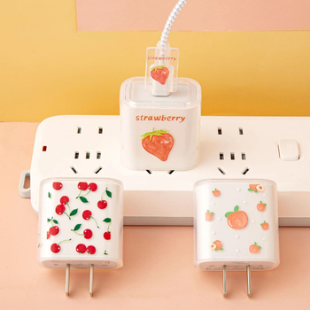 Κάλυμμα προστασίας φορτιστή Apple 18W/20W γρήγορης φόρτισης - διαφανές TPU μαλακό κάλυμμα με φρουτώδες σχέδιο, μονοπλευρη εκτύπωση
