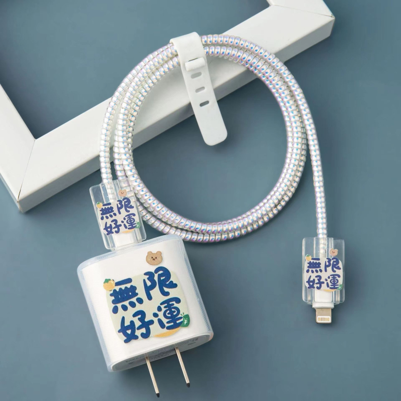 Apple 18W/20W ātrās uzlādes aizsargkorpuss — caurspīdīgs TPU mīkstais pārsegs ar augļu dizainu, vienpusēja druka