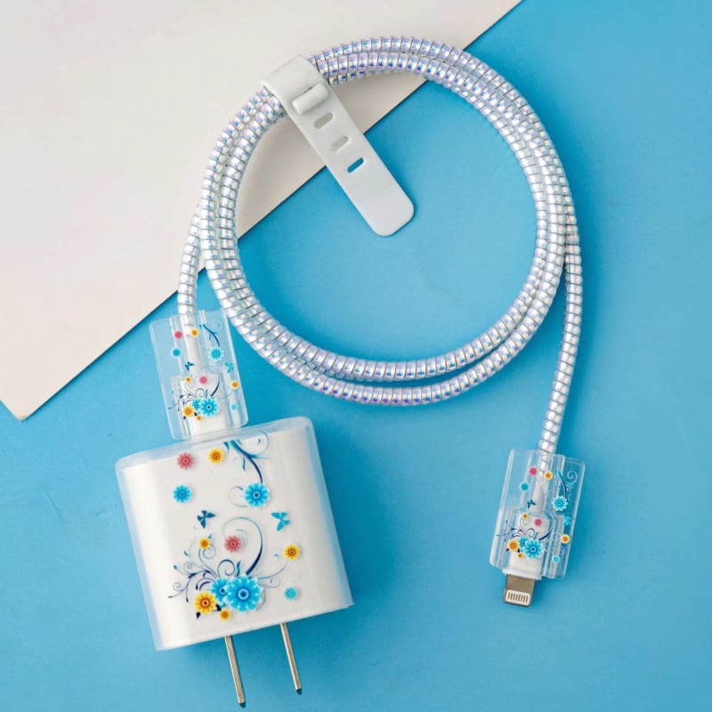 Apple 18W/20W ātrās uzlādes aizsargkorpuss — caurspīdīgs TPU mīkstais pārsegs ar augļu dizainu, vienpusēja druka