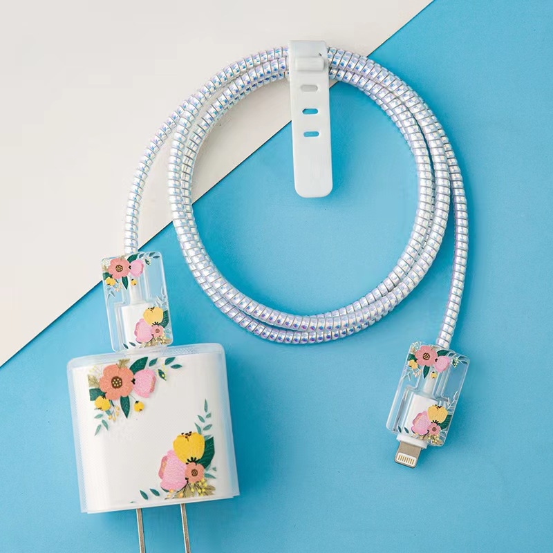 Apple 18W/20W ātrās uzlādes aizsargkorpuss — caurspīdīgs TPU mīkstais pārsegs ar augļu dizainu, vienpusēja druka