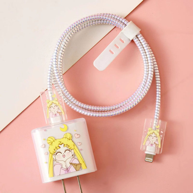 Apple 18W/20W ātrās uzlādes aizsargkorpuss — caurspīdīgs TPU mīkstais pārsegs ar augļu dizainu, vienpusēja druka