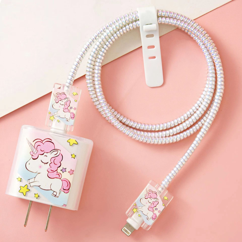 Apple 18W/20W ātrās uzlādes aizsargkorpuss — caurspīdīgs TPU mīkstais pārsegs ar augļu dizainu, vienpusēja druka