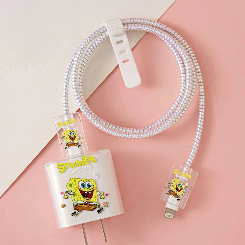 Apple 18W/20W ātrās uzlādes aizsargkorpuss — caurspīdīgs TPU mīkstais pārsegs ar augļu dizainu, vienpusēja druka